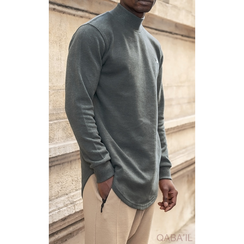 Pull Col Montant Qaba'il : Vert Bouteille