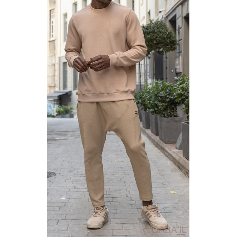 Pull Col Rond Beige Qaba'il : W24