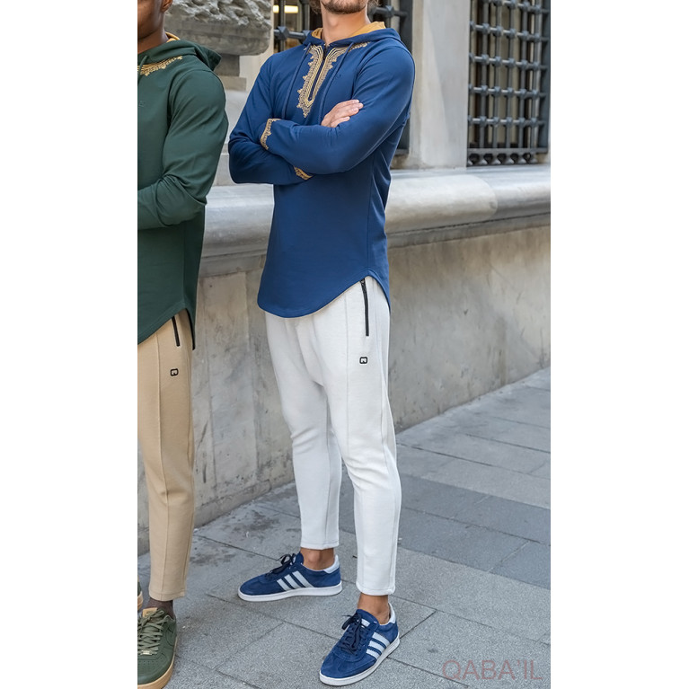 Sweat Bleu et Broderie Or - Qaba'il : Etniz MA W24