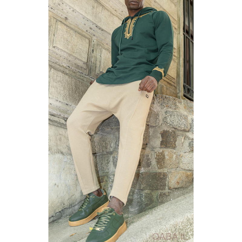 Sweat Vert et Broderie Or - Qaba'il : Etniz MA W24