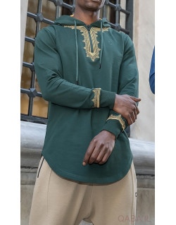 Sweat Vert et Broderie Or - Qaba'il : Etniz MA W24