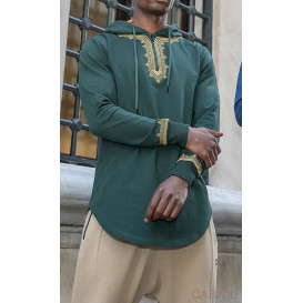 Sweat Vert et Broderie Or - Qaba'il : Etniz MA W24