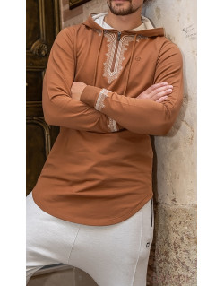 Sweat Camel et Broderie Blanche - Qaba'il : Etniz MA W24