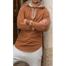 Sweat Camel et Broderie Blanche - Qaba'il : Etniz MA W24