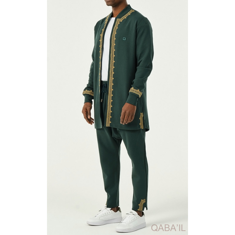 Veste Etniz avec Sarouel Vert, Ensemble Menara Qaba'il 