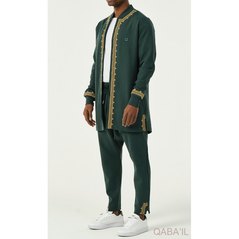 Veste Etniz avec Sarouel Vert, Ensemble Menara Qaba'il