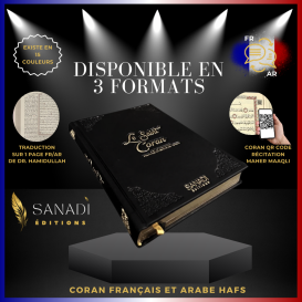 Coran Bilingue de Luxe Fr/Ar avec QR Code - Éditions Sanadi - Noir en 3 Tailles