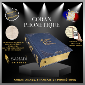Coran de Luxe Fr/Ar et Phonétique avec QR Code - Bleu Nuit - Tailles : 13,50 x 20 cm - Éditions Sanadi 