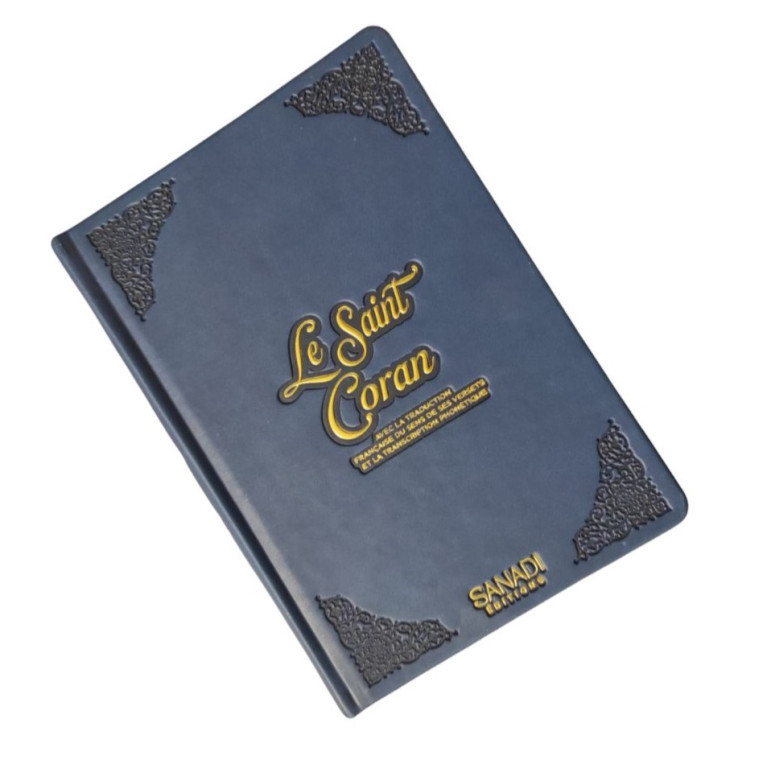 Coran de Luxe Fr/Ar et Phonétique avec QR Code - Bleu Nuit - Tailles : 13,50 x 20 cm - Éditions Sanadi 