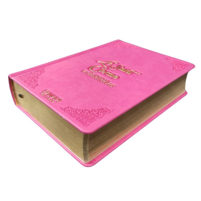Coran de Luxe Fr/Ar et Phonétique avec QR Code - Rose Vif - Tailles : 13,50 x 20 cm - Éditions Sanadi