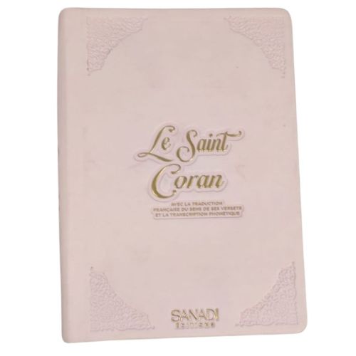 Coran de Luxe Fr/Ar et Phonétique avec QR Code - Rose Pâle - Tailles : 13,50 x 20 cm - Éditions Sanadi