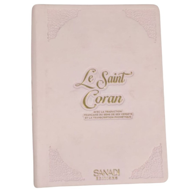 Coran de Luxe Fr/Ar et Phonétique avec QR Code - Rose Pâle - Tailles : 13,50 x 20 cm - Éditions Sanadi 