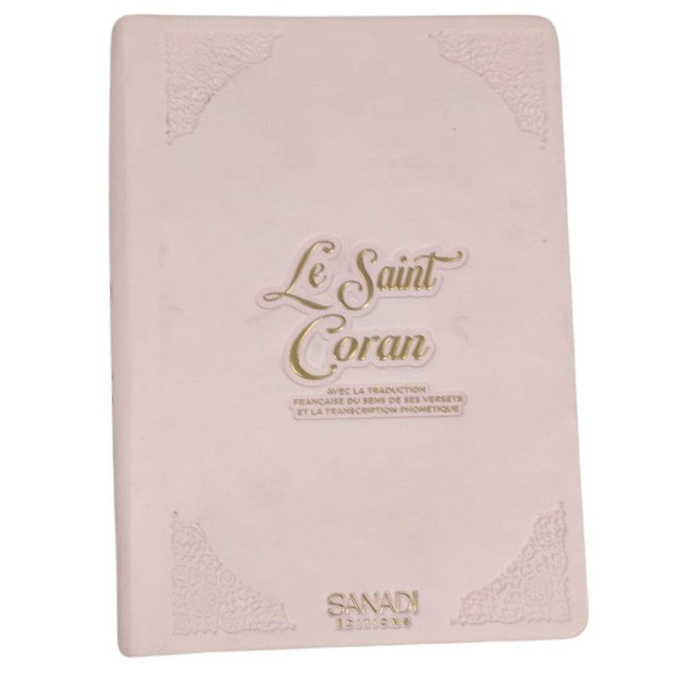 Coran de Luxe Fr/Ar et Phonétique avec QR Code - Rose Pâle - Tailles : 13,50 x 20 cm - Éditions Sanadi