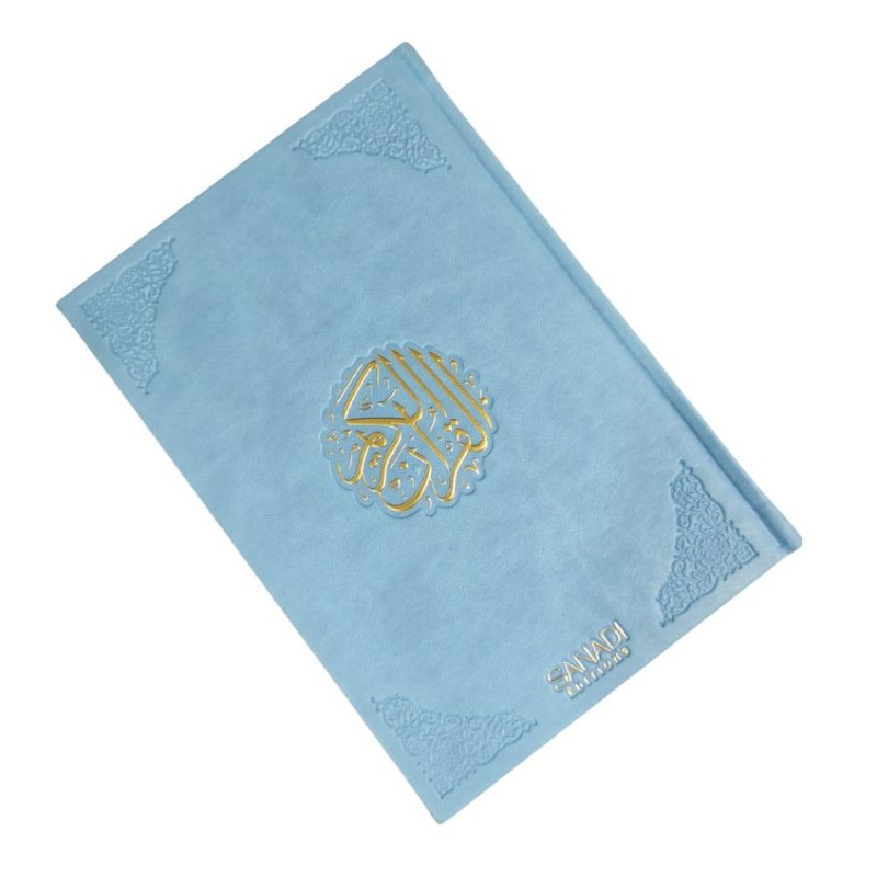Coran Bilingue de Luxe Fr/Ar avec QR Code - Éditions Sanadi - Bleu Ciel en 3 Tailles