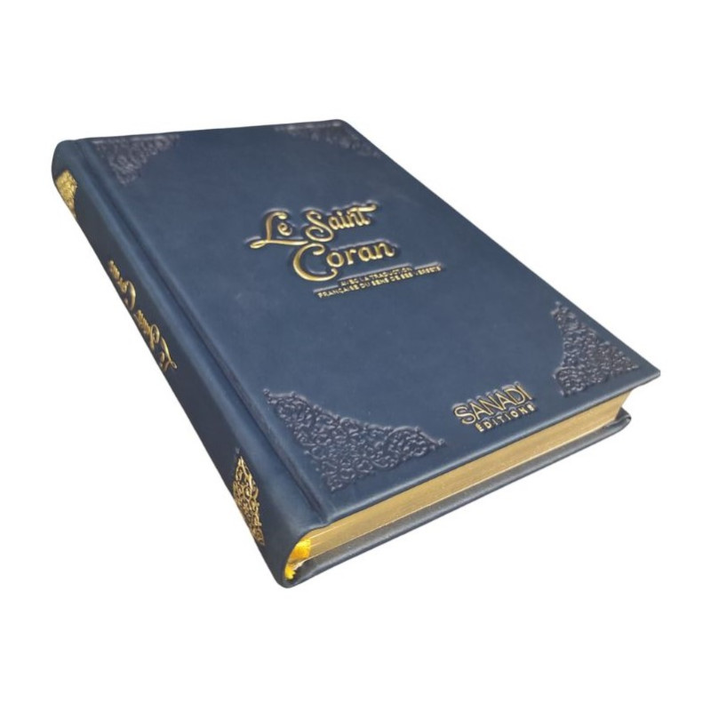 Coran Bilingue de Luxe Fr/Ar avec QR Code - Éditions Sanadi - Bleu Nuit en 3 Tailles