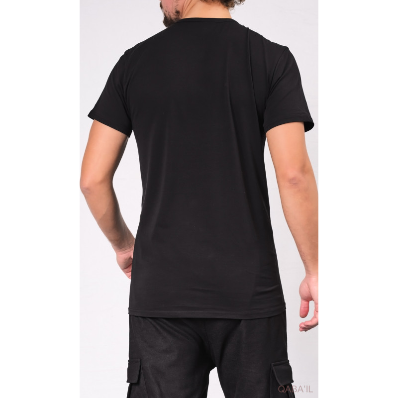 PACK x 2 T-SHIRTS NOIR : Long Basic en Coton - Tshirt Confort Simple, Style Assuré | Col Rond et Manches Courtes - Qaba'il