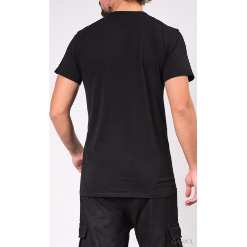 PACK x 3 T-SHIRTS MIX NOIR (1 BLANC, 1 GRIS et 1 NOIR) : Long Basic en Coton - Tshirt Col Rond et Manches Courtes - Qaba'il