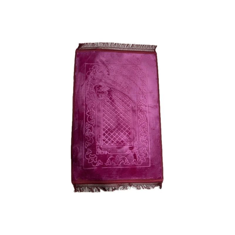 Grand Tapis de Prière - Noir - Motif Masjid - Molletonné, Épais et Très Doux - Confortable et Anti-Dérapant