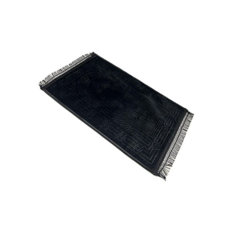 Grand Tapis de Prière - Noir - Molletonné, Épais et Très Doux - Confortable et Anti-Dérapant - 72 x 112 cm