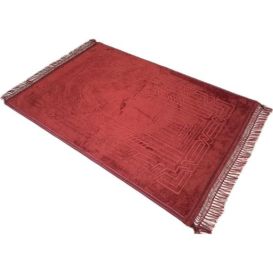 Grand Tapis de Prière - Rouge - Molletonné, Épais et Très Doux - Confortable et Anti-Dérapant - 80 x 120 cm