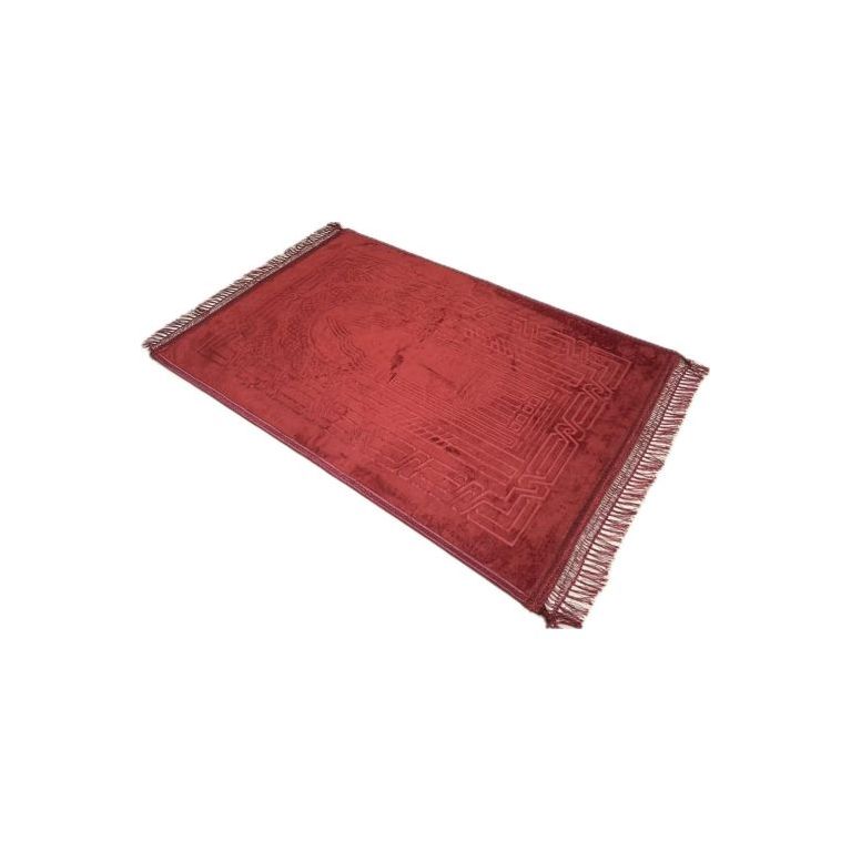 Grand Tapis de Prière - Rouge - Molletonné, Épais et Très Doux - Confortable et Anti-Dérapant - 80 x 120 cm