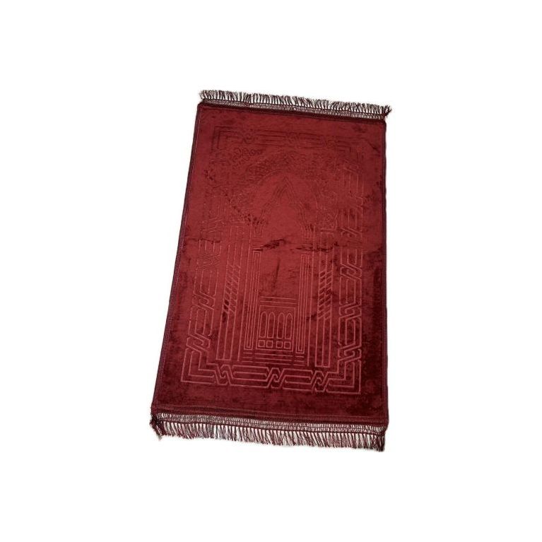 Grand Tapis de Prière - Rouge - Molletonné, Épais et Très Doux - Confortable et Anti-Dérapant - 80 x 120 cm