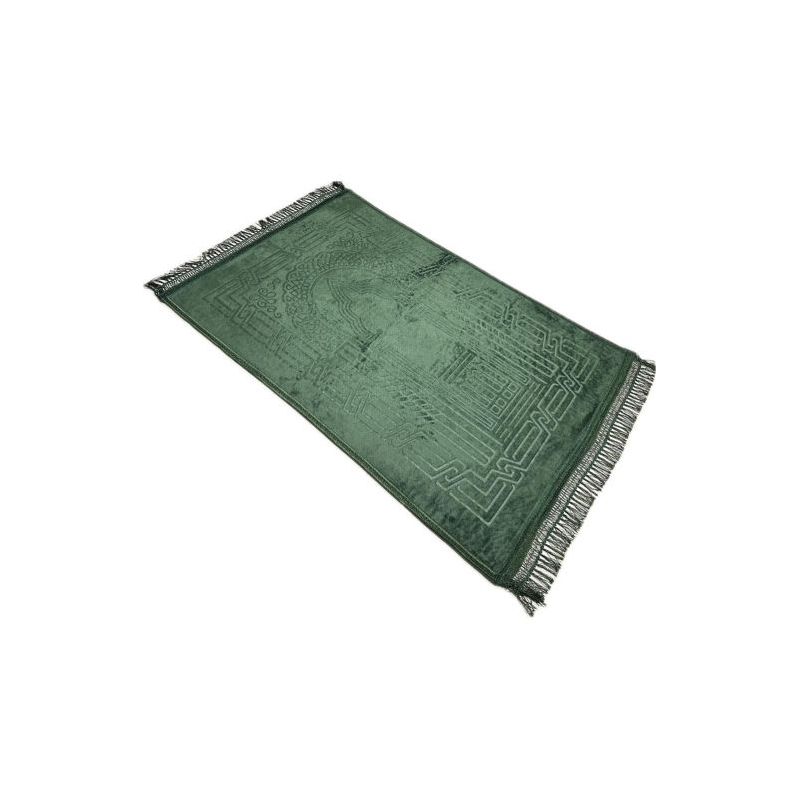 Grand Tapis de Prière - Vert - Molletonné, Épais et Très Doux - Confortable et Anti-Dérapant - 80 x 120 cm