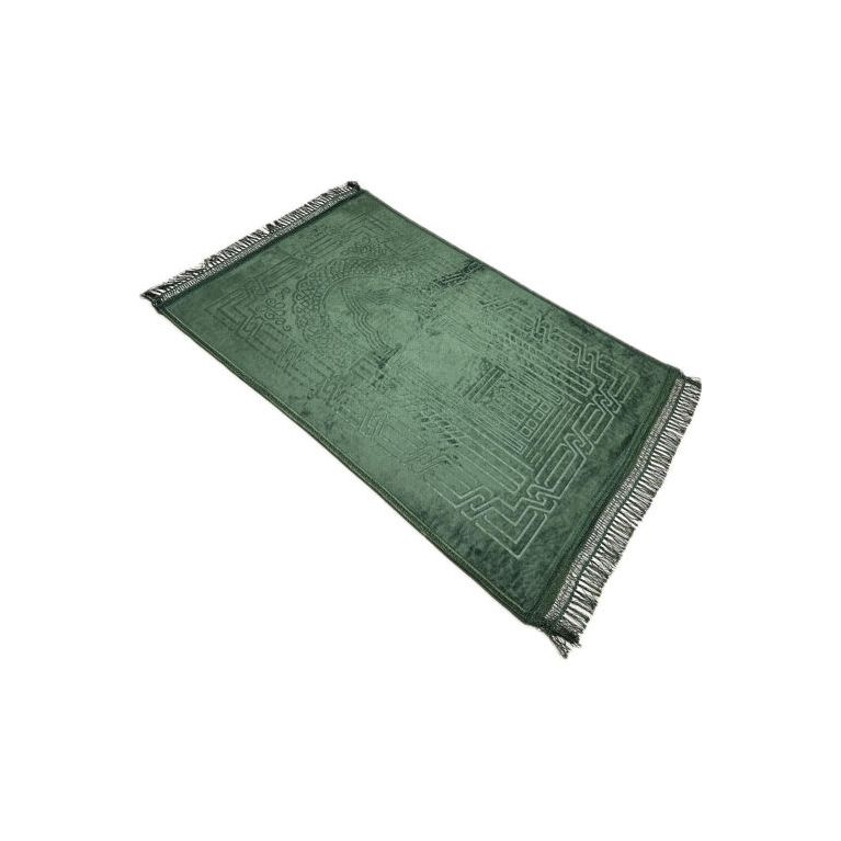 Grand Tapis de Prière - Vert - Molletonné, Épais et Très Doux - Confortable et Anti-Dérapant - 80 x 120 cm
