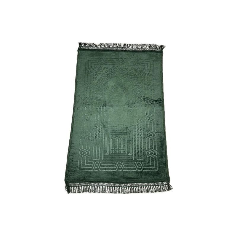 Grand Tapis de Prière - Vert - Molletonné, Épais et Très Doux - Confortable et Anti-Dérapant - 80 x 120 cm