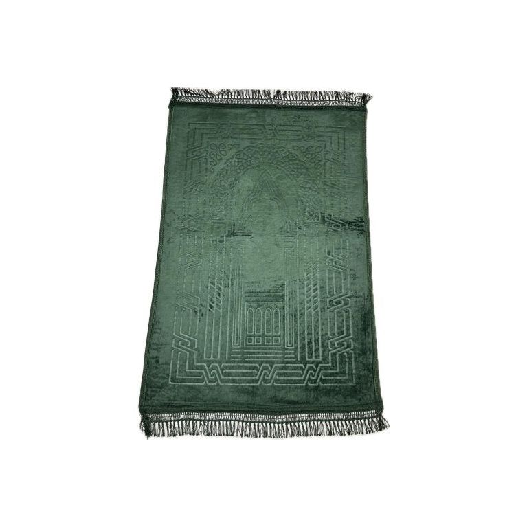 Grand Tapis de Prière - Vert - Molletonné, Épais et Très Doux - Confortable et Anti-Dérapant - 80 x 120 cm