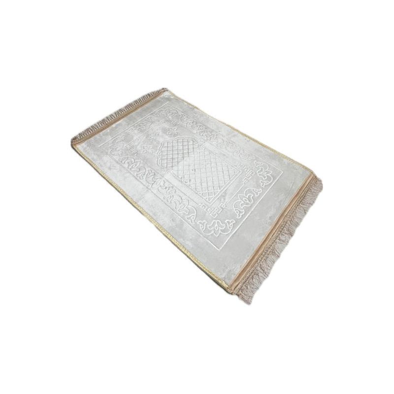 Grand Tapis de Prière - Noir - Motif Masjid - Molletonné, Épais et Très Doux - Confortable et Anti-Dérapant