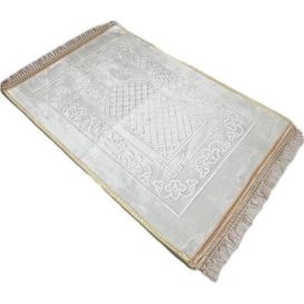 Grand Tapis de Prière - Blanc - Molletonné, Épais et Très Doux - Confortable et Anti-Dérapant - 80 x 120 cm