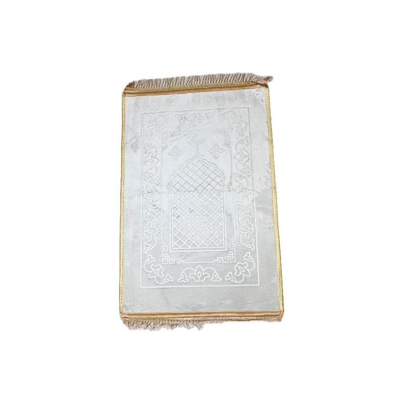 Grand Tapis de Prière - Blanc - Molletonné, Épais et Très Doux - Confortable et Anti-Dérapant - 80 x 120 cm