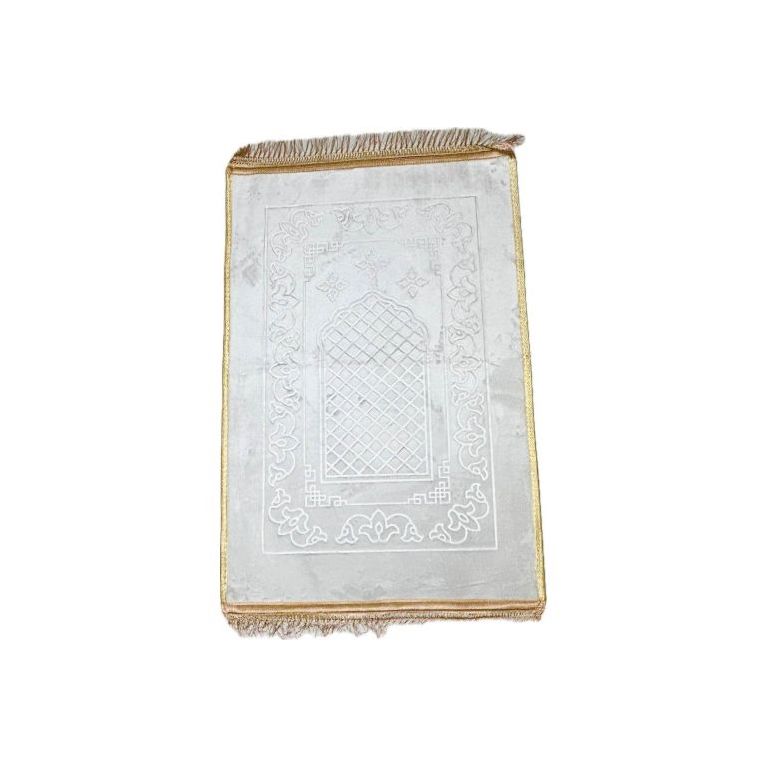 Grand Tapis de Prière - Noir - Motif Masjid - Molletonné, Épais et Très Doux - Confortable et Anti-Dérapant