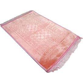 Grand Tapis de Prière - Rose Pâle - Molletonné, Épais et Très Doux - Confortable et Anti-Dérapant - 80 x 120 cm