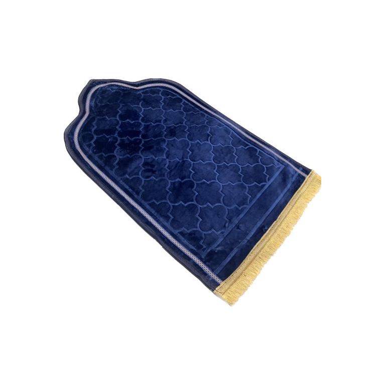 Tapis de Prière Design Arabesque - Bleu Royal - Molletonné, Épais et Très Doux - Confortable et Anti-Dérapant - 70 x 115 cm