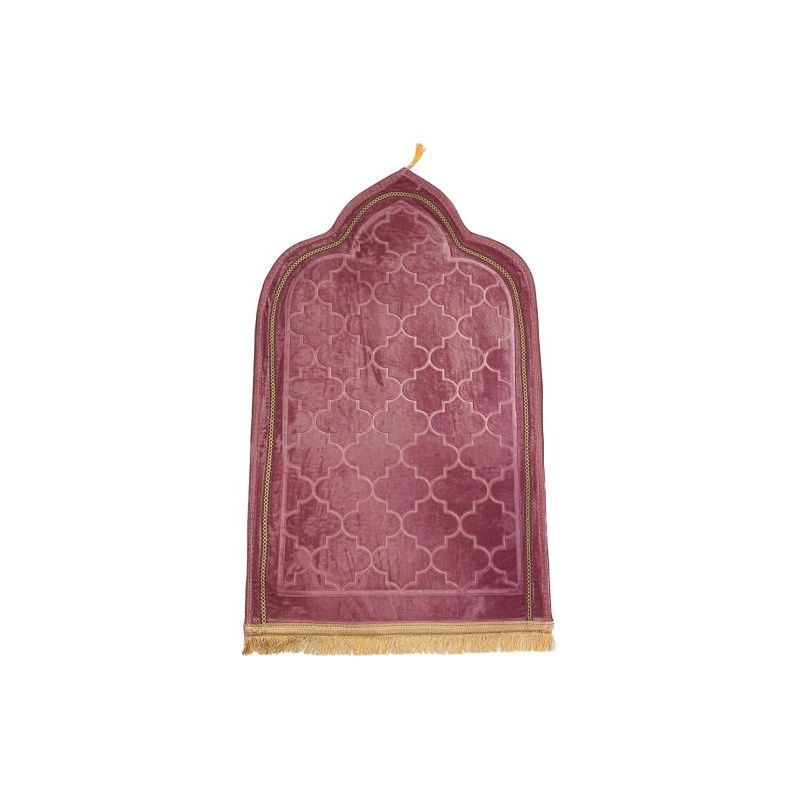 Tapis de Prière Design Arabesque - Rose - Molletonné, Épais et Très Doux - Confortable et Anti-Dérapant - 70 x 115 cm