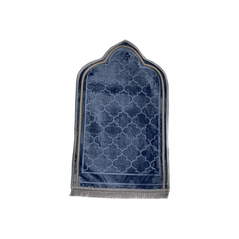 Grand Tapis de Prière - Noir - Motif Masjid - Molletonné, Épais et Très Doux - Confortable et Anti-Dérapant