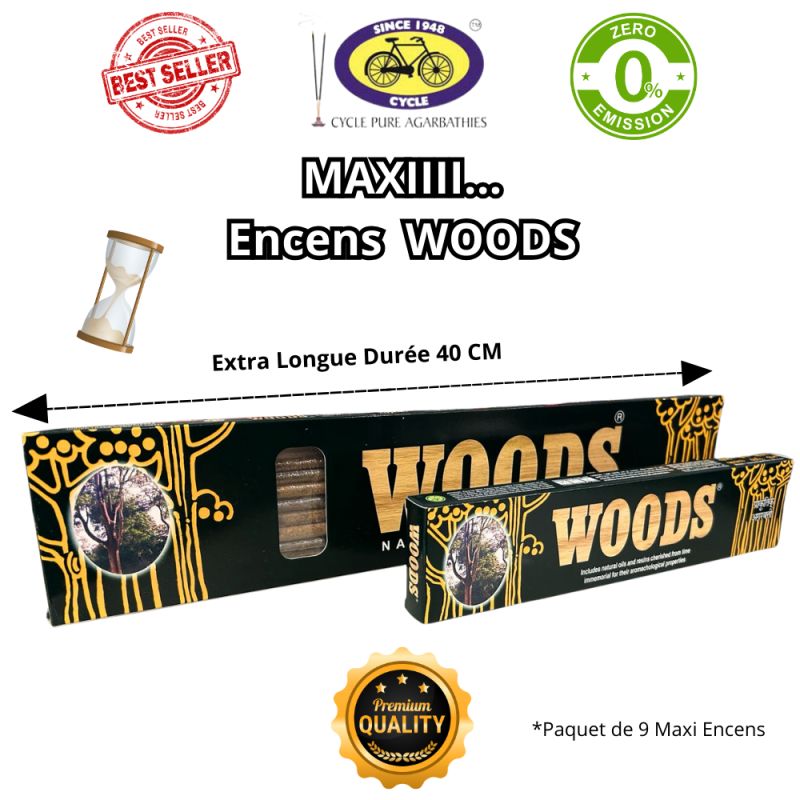 9 MAXI Encens Woods Faits à la Main "40 cm"- Expérience Sensorielle Incomparable : par Cycle Brand 