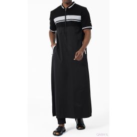 Qamis Noir et Gris Navy R24 - Manche Courte : Qaba'il