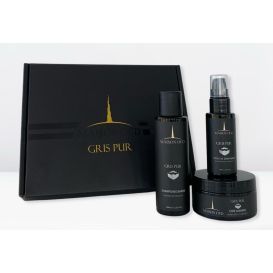 Kit Barbe Homme - Parfum Collection Privée : Gris Pure - Coffret : Shampoing, Cire, Huile Barbe- Maison Oud