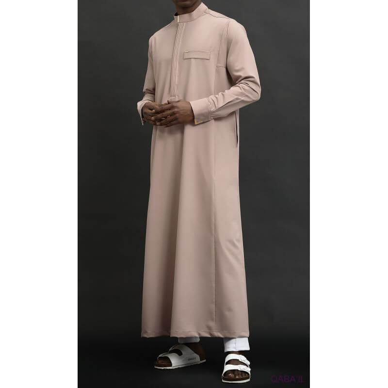 Qaba'il : BEY - Qamis Taupe Long Gamme Premium