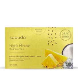 Thé Nigelle Minceur - Infusion Minceur à la Nigelle à l'Ananas Aromatisée Coco - Saouda Nigelle Sativa - 20 Sachets