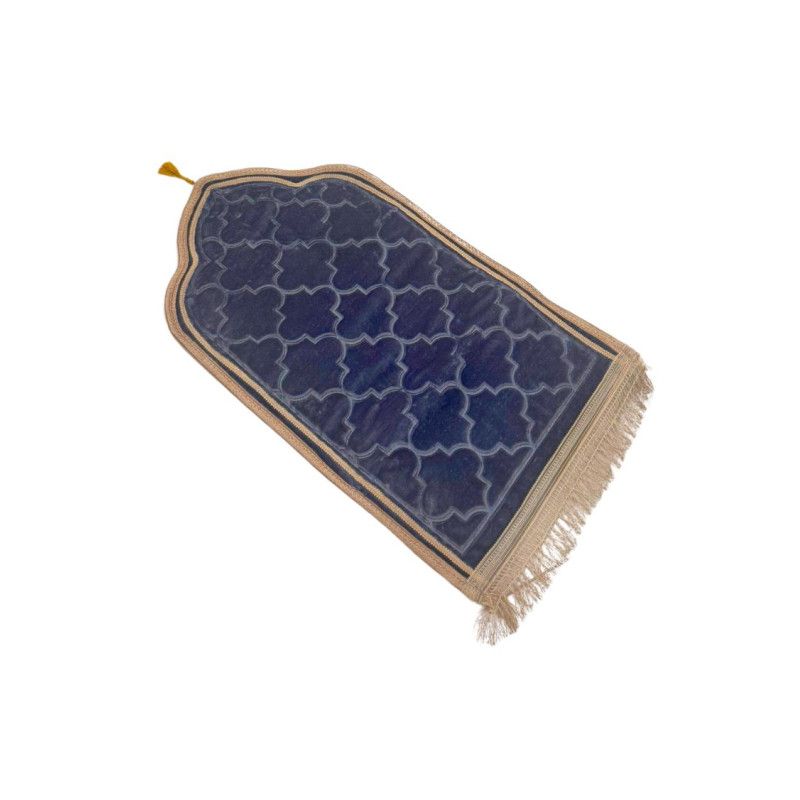 Tapis de Prière Enfant Anthracite - Motif Arabesque, Molletonné - 48 x 85 cm - Soundouss