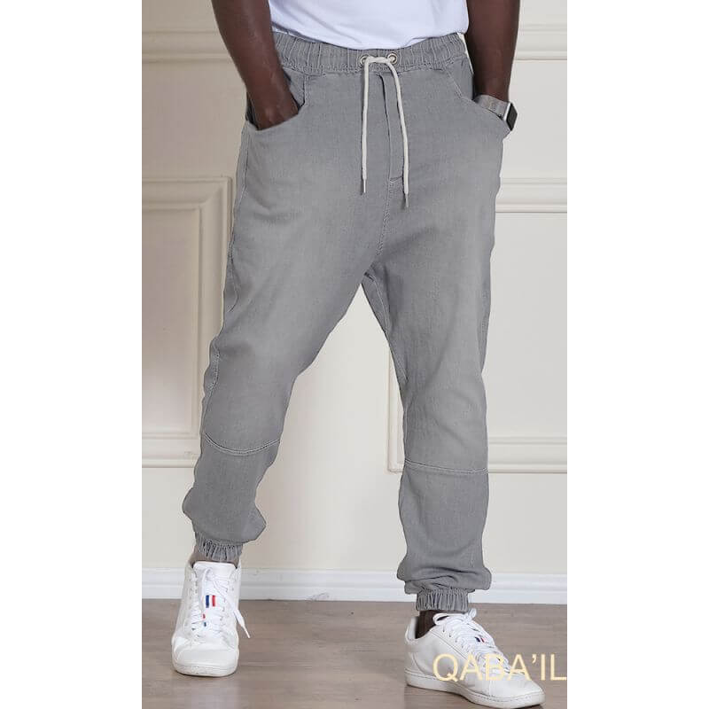 Sarouel Jean Stretch Spécial GRANDE TAILLE - Gris Clair - Coupe Djazairi : Qaba'il