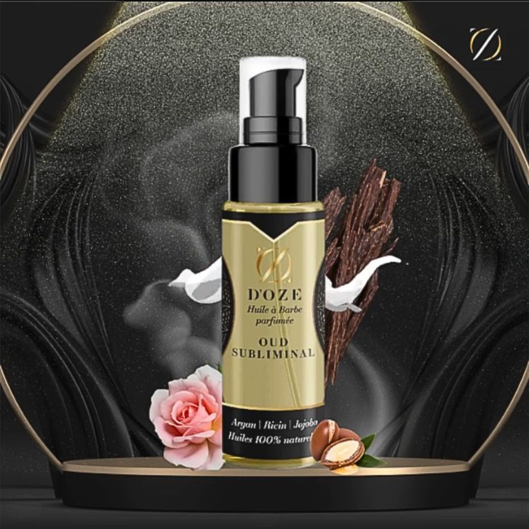 Huile pour barbe 100% naturelles : argan, ricin et jojoba -Oud Subliminal-D'OZE