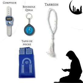 Prière Pocket : tapis prière de poche, boussole qibla, compteur dikhr et chapelet islamique.