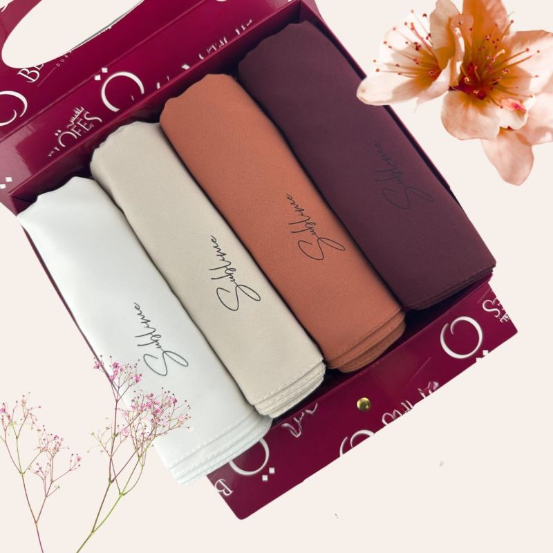 Coffret cadeau voile: 4 Voiles en Soie de Médine pour une élégance Intemporelle