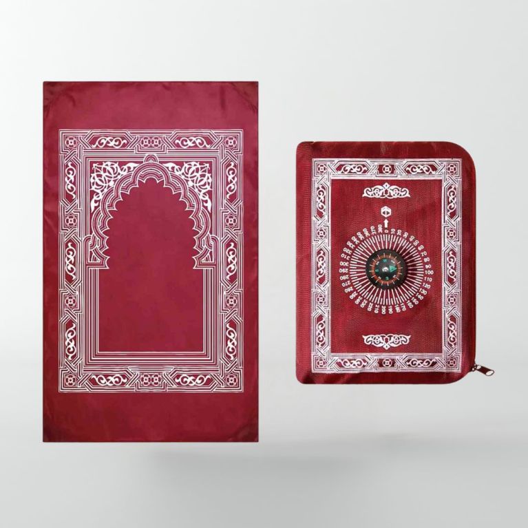 Tapis de Prière - Voyage - Format de Poche avec Boussole - Zipper Tapis de Prière - Voyage - Format de Poche avec Boussole - Zipper