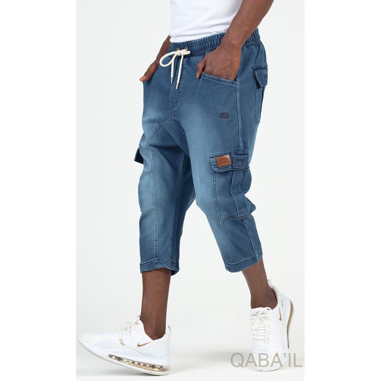 Pantacourt Cargo Jean Stretch - Qaba'il Pantacourt Cargo Jean Stretch - Qaba'il